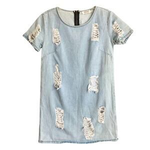 Vibrant M.I.U. Distressed Denim Shirt Dress